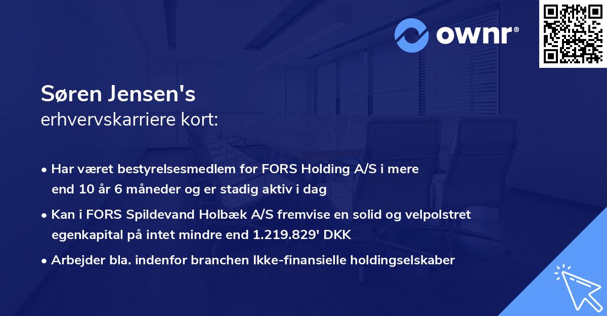 Søren Jensen's erhvervskarriere kort