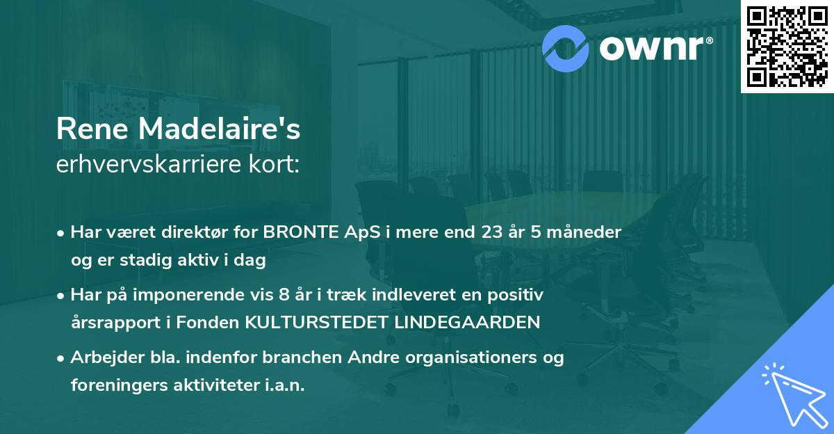 Rene Madelaire's erhvervskarriere kort