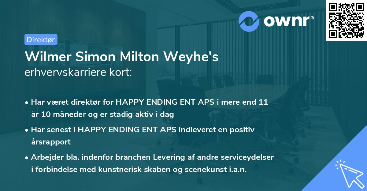 Wilmer Simon Milton Weyhe's erhvervskarriere kort