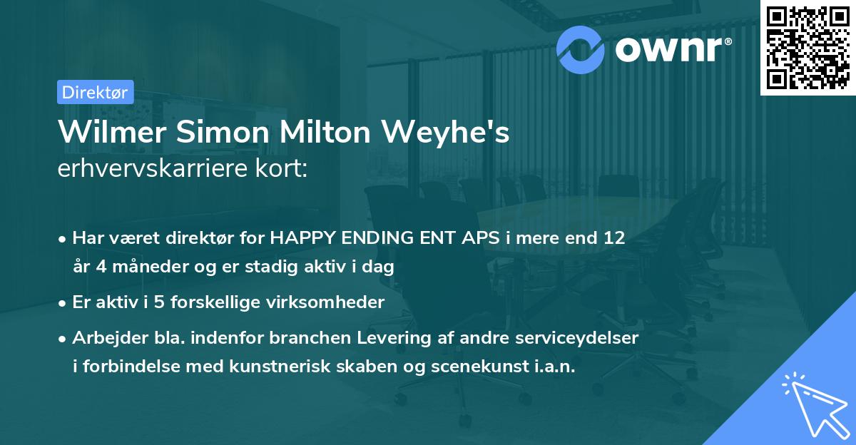 Wilmer Simon Milton Weyhe's erhvervskarriere kort