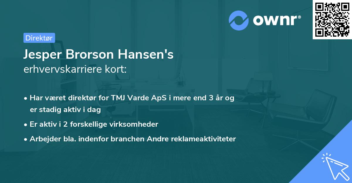 Jesper Brorson Hansen's erhvervskarriere kort