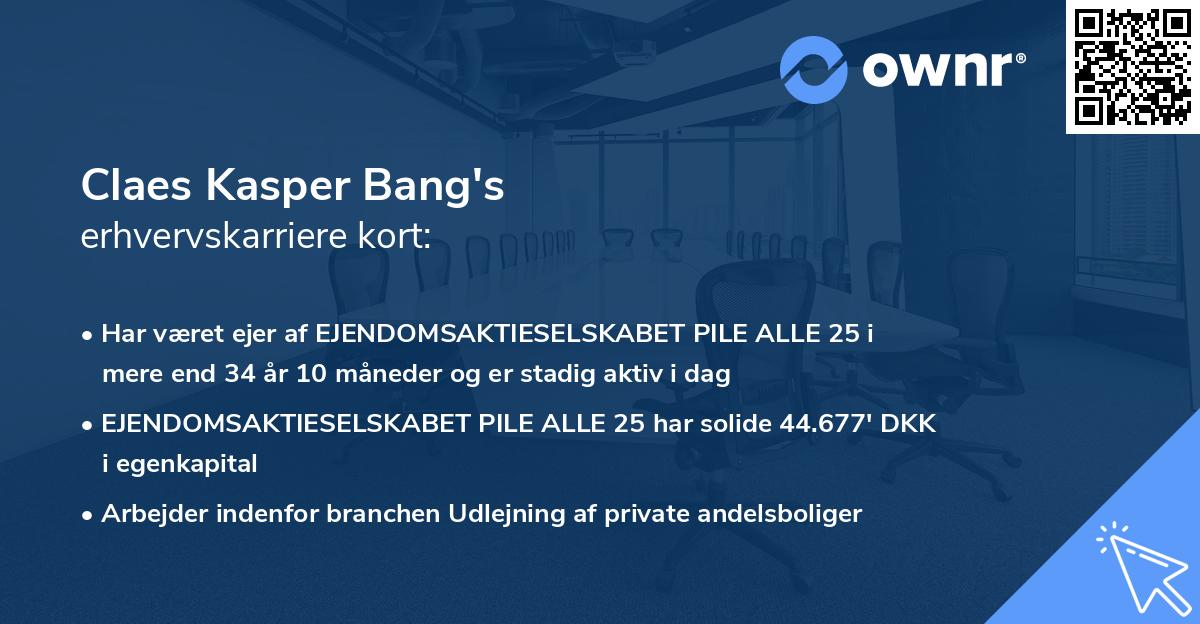 Claes Kasper Bang's erhvervskarriere kort