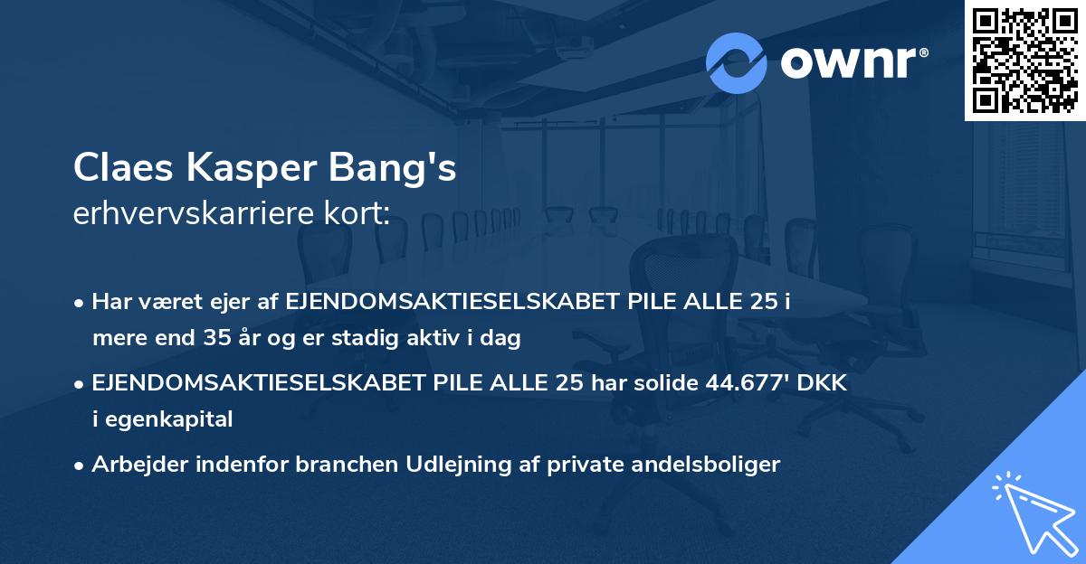 Claes Kasper Bang's erhvervskarriere kort