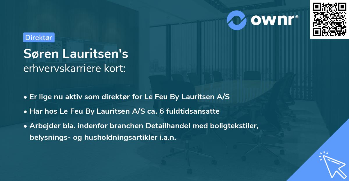 Søren Lauritsen's erhvervskarriere kort