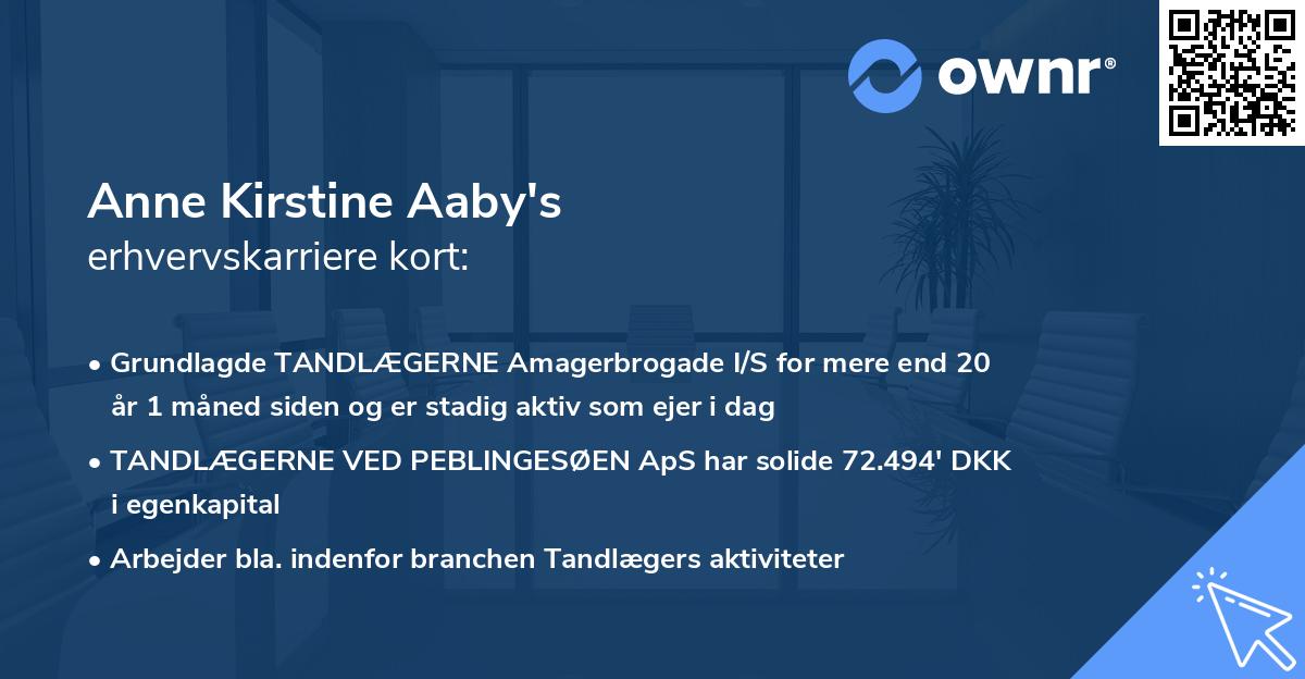 Anne Kirstine Aaby's erhvervskarriere kort