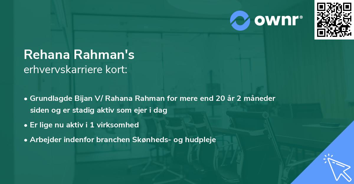 Rehana Rahman's erhvervskarriere kort