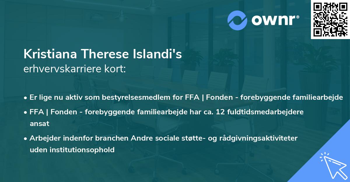 Kristiana Therese Islandi's erhvervskarriere kort