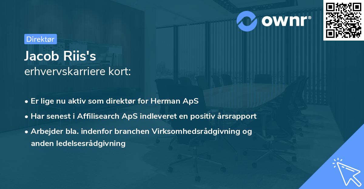 Jacob Riis's erhvervskarriere kort