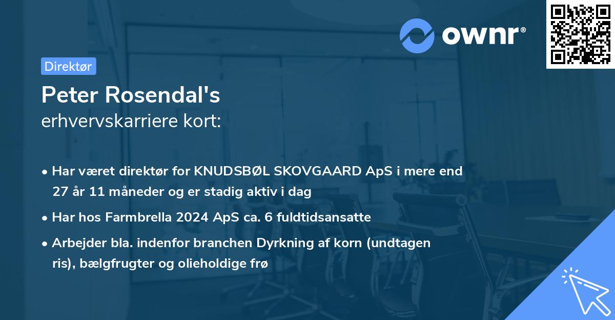 Peter Rosendal's erhvervskarriere kort