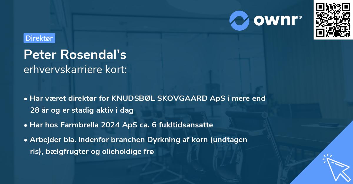 Peter Rosendal's erhvervskarriere kort