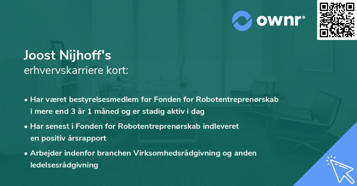 Joost Nijhoff's erhvervskarriere kort