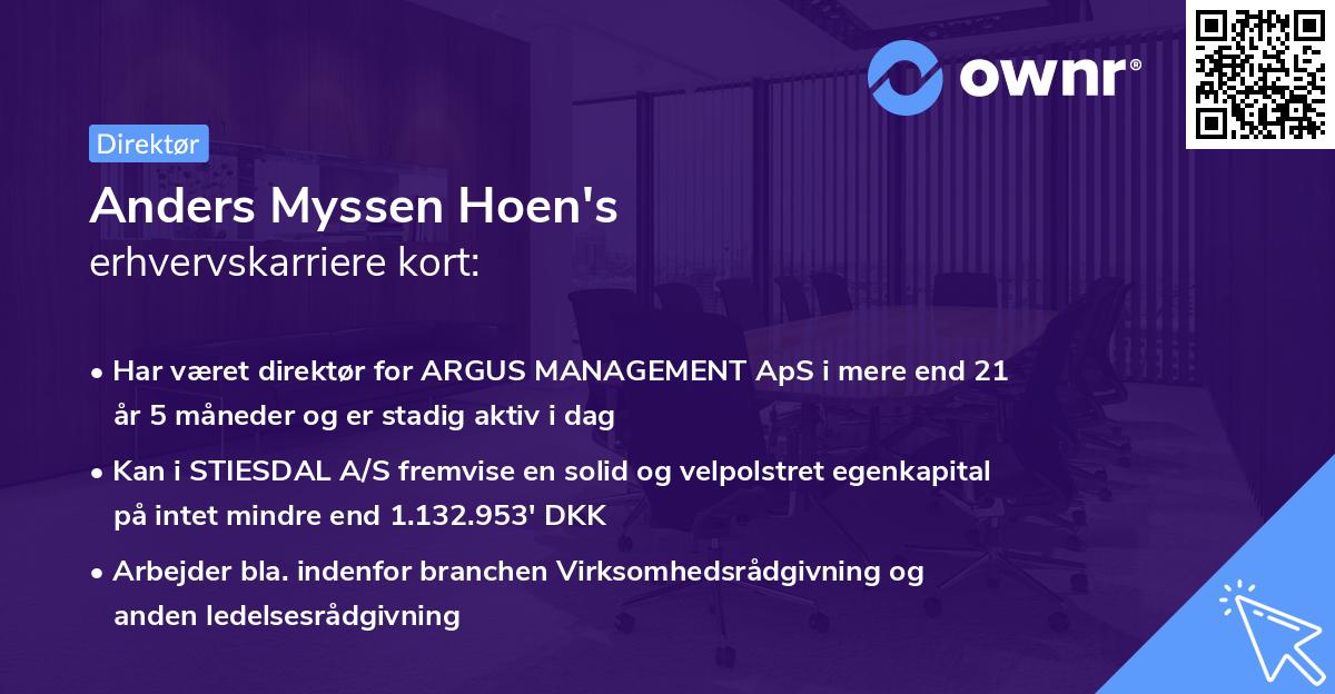 Anders Myssen Hoen's erhvervskarriere kort