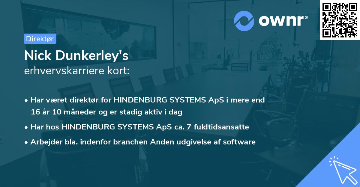 Nick Dunkerley's erhvervskarriere kort