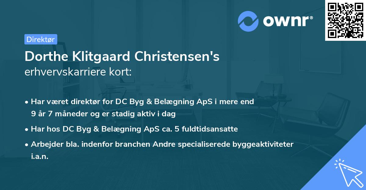 Dorthe Klitgaard Christensen's erhvervskarriere kort