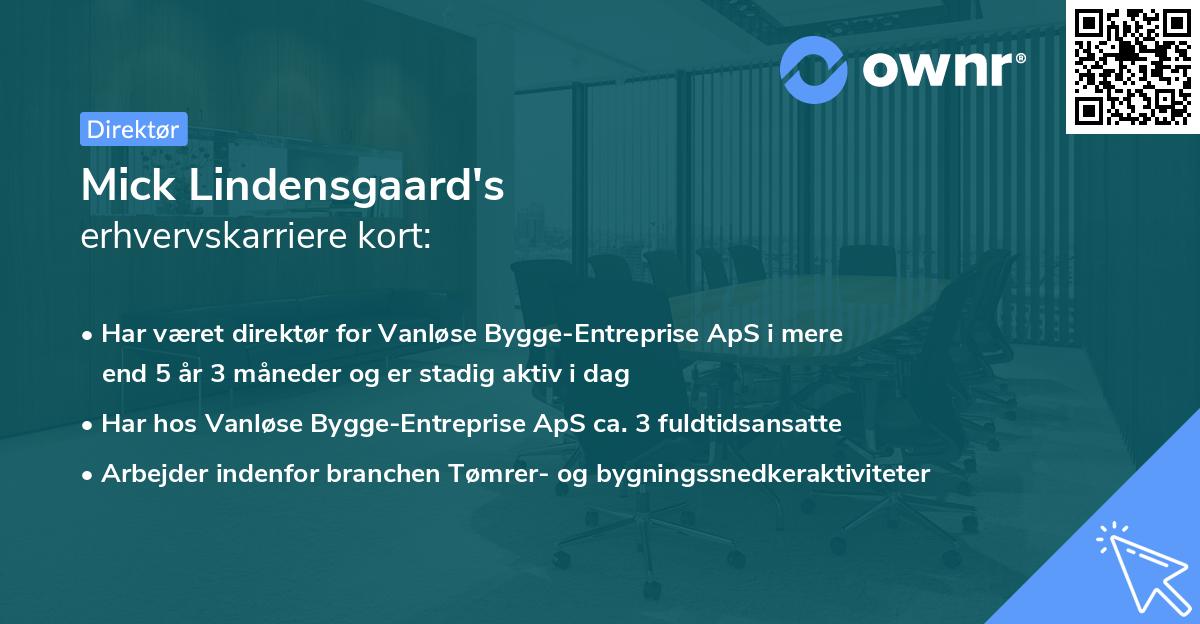 Mick Lindensgaard's erhvervskarriere kort