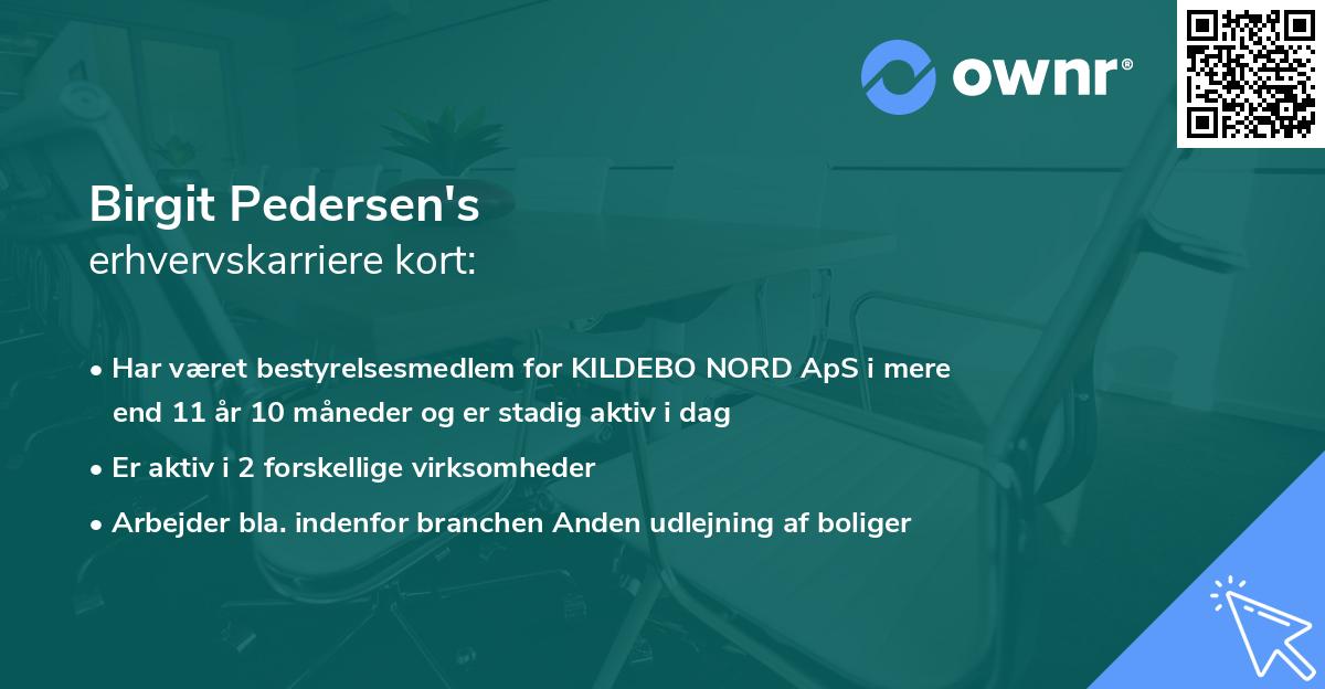 Birgit Pedersen's erhvervskarriere kort