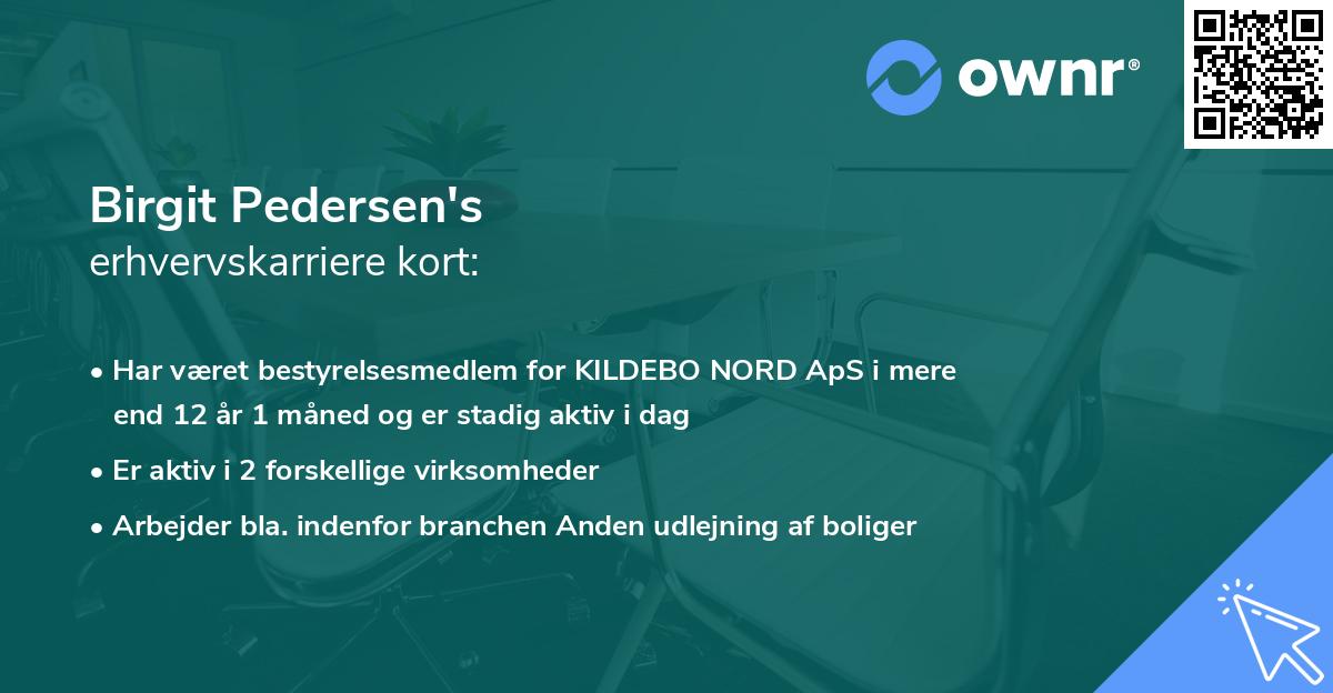 Birgit Pedersen's erhvervskarriere kort