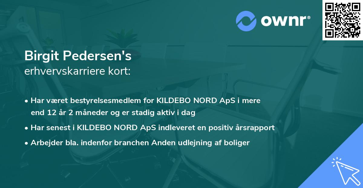 Birgit Pedersen's erhvervskarriere kort