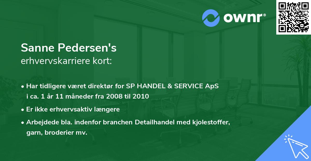 Sanne Pedersen's erhvervskarriere kort