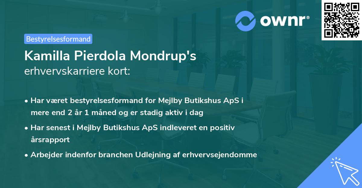 Kamilla Pierdola Mondrup's erhvervskarriere kort