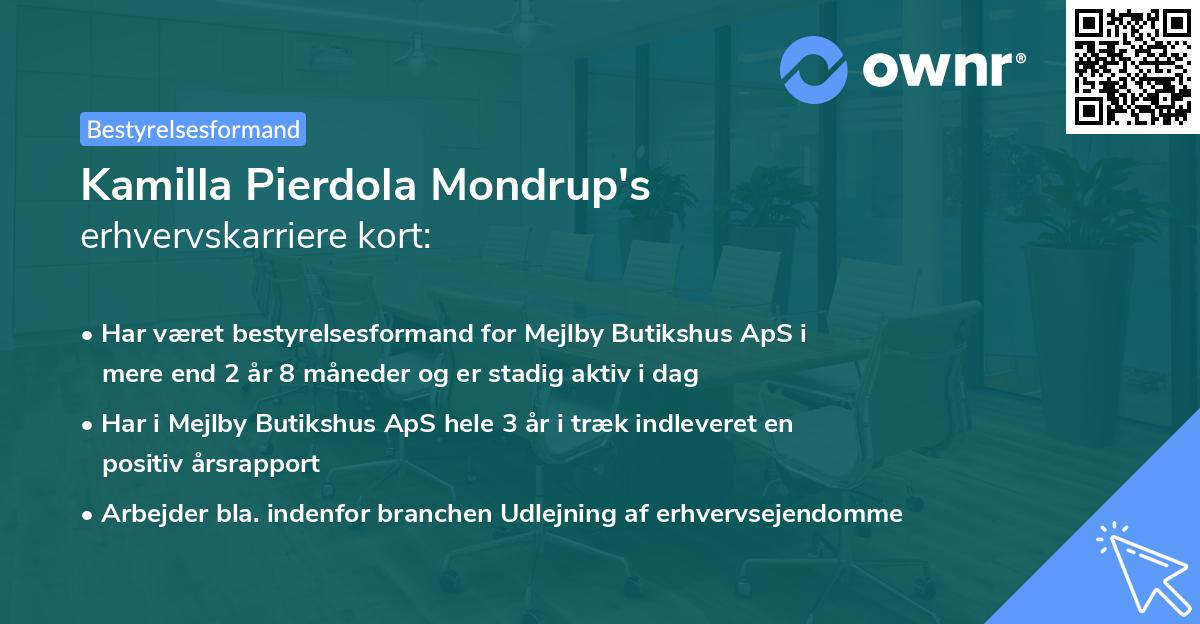 Kamilla Pierdola Mondrup's erhvervskarriere kort