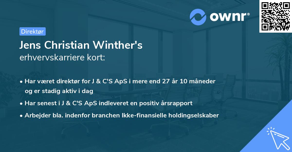 Jens Christian Winther's erhvervskarriere kort