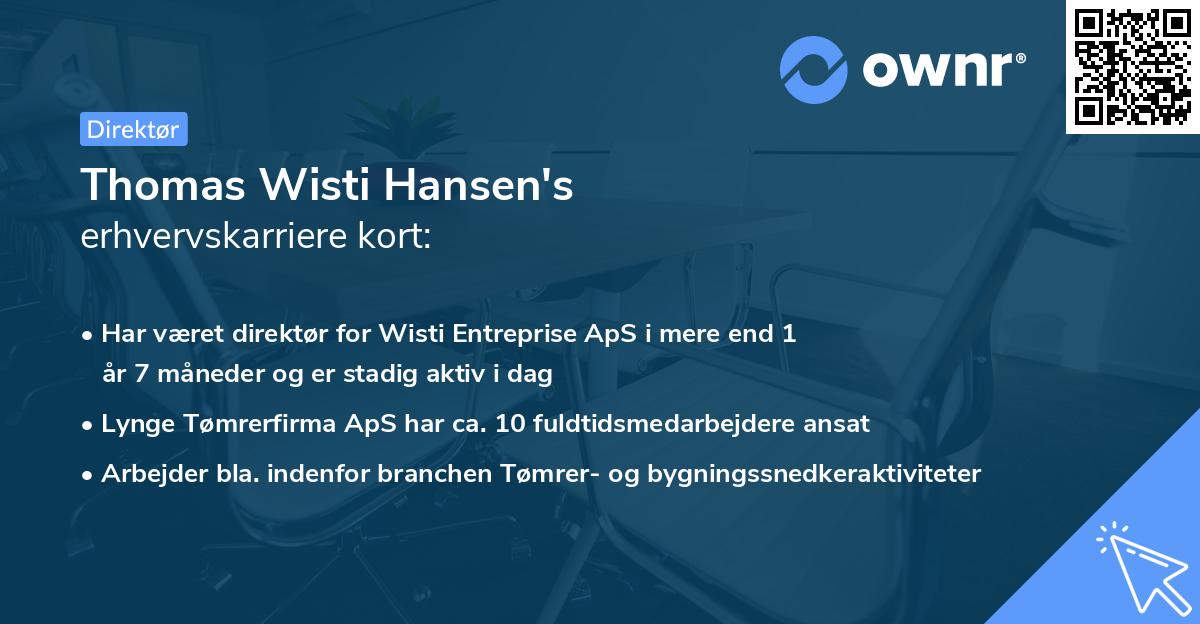 Thomas Wisti Hansen's erhvervskarriere kort
