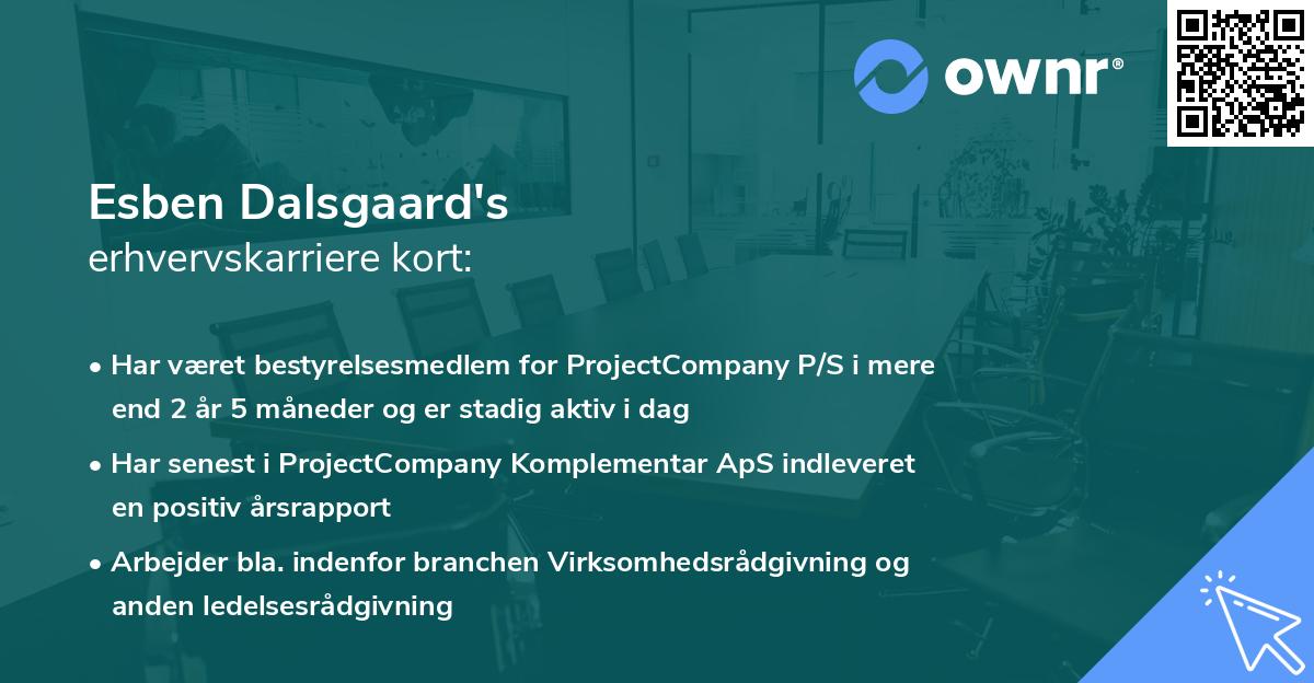 Esben Dalsgaard's erhvervskarriere kort