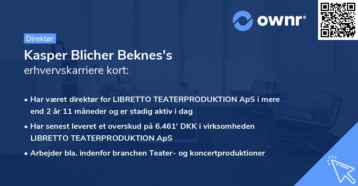 Kasper Blicher Beknes's erhvervskarriere kort