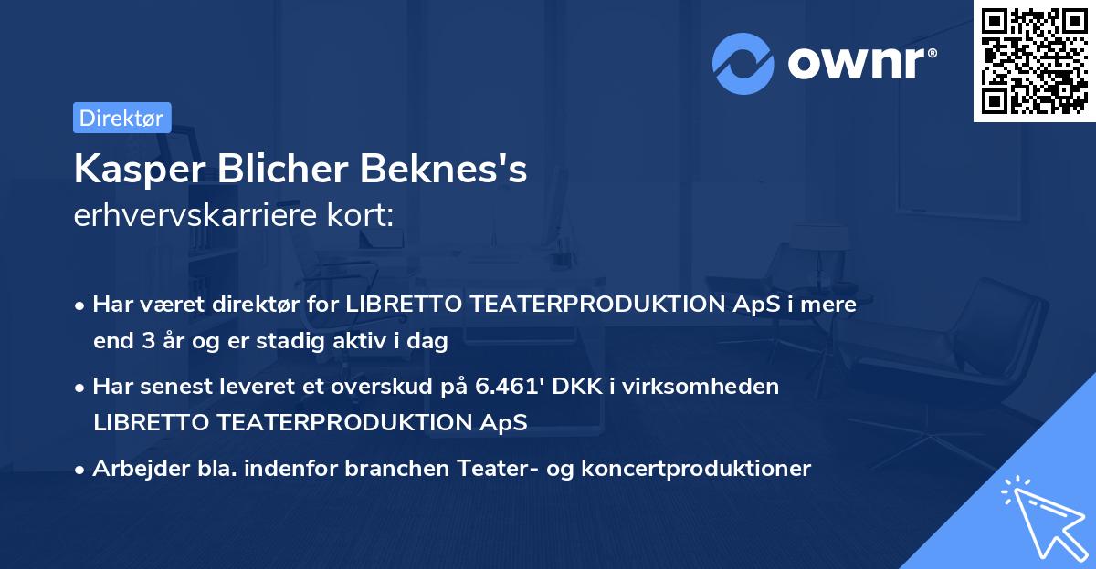 Kasper Blicher Beknes's erhvervskarriere kort