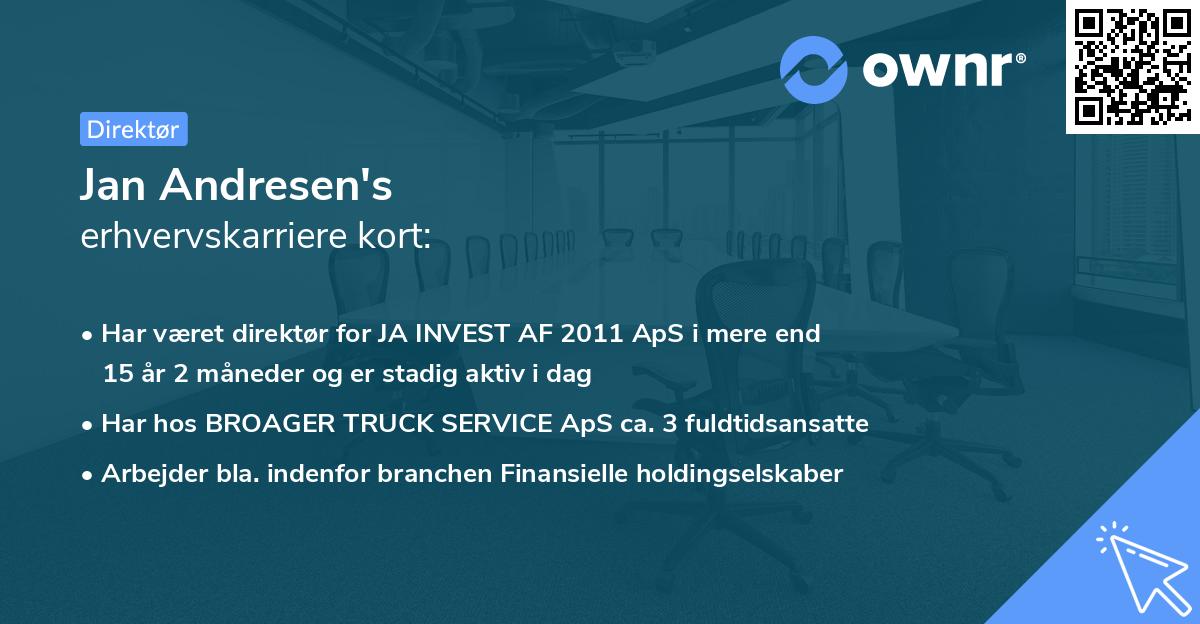 Jan Andresen's erhvervskarriere kort
