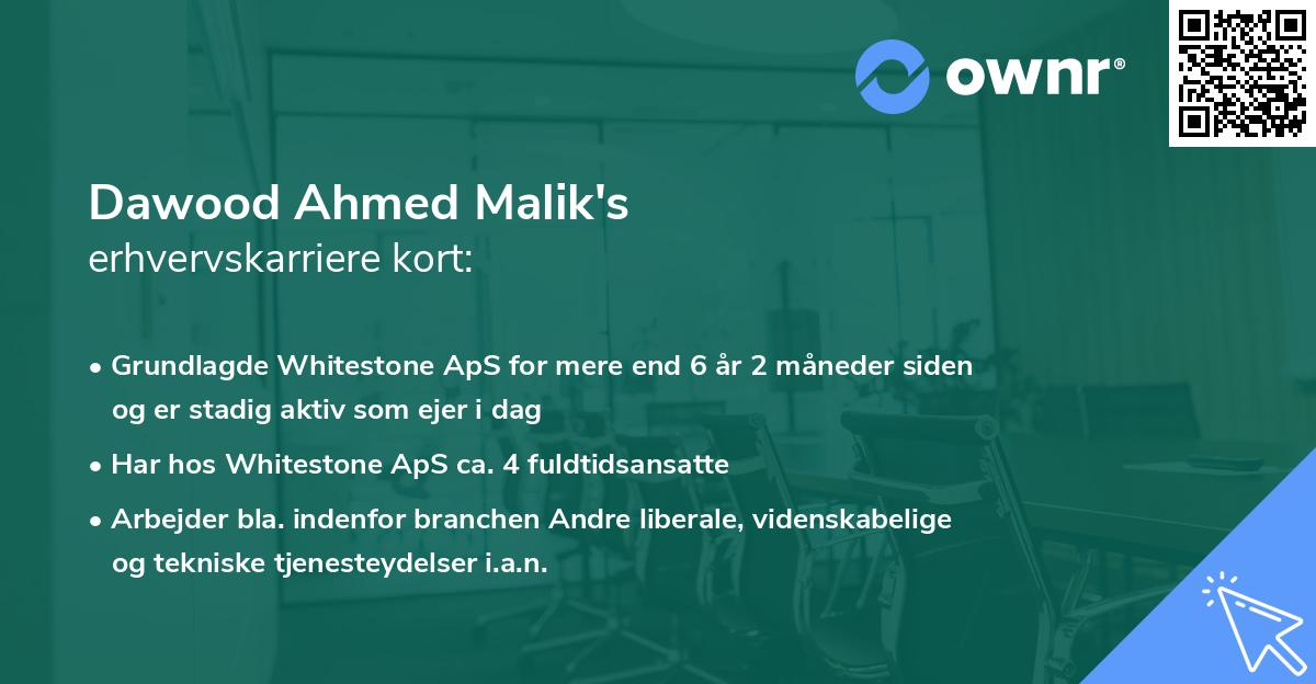 Dawood Ahmed Malik's erhvervskarriere kort