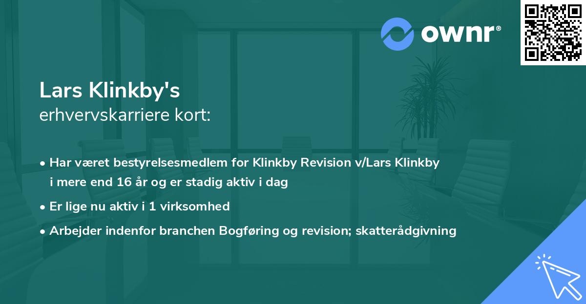 Lars Klinkby's erhvervskarriere kort