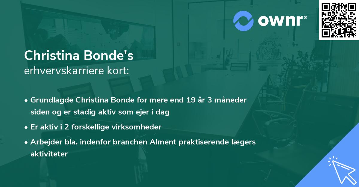 Christina Bonde's erhvervskarriere kort