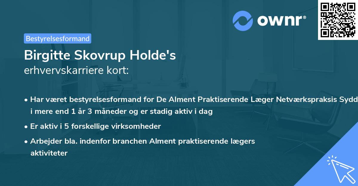 Birgitte Skovrup Holde's erhvervskarriere kort