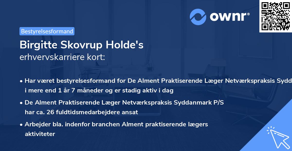 Birgitte Skovrup Holde's erhvervskarriere kort