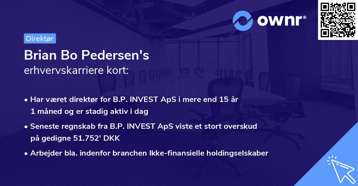 Brian Bo Pedersen's erhvervskarriere kort