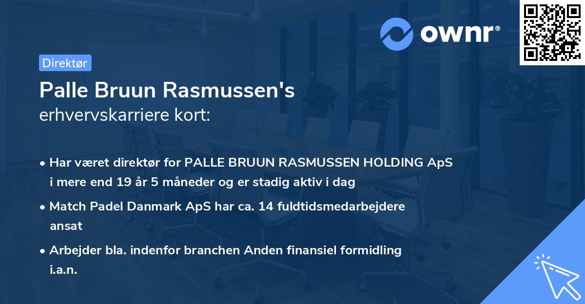 Palle Bruun Rasmussen's erhvervskarriere kort