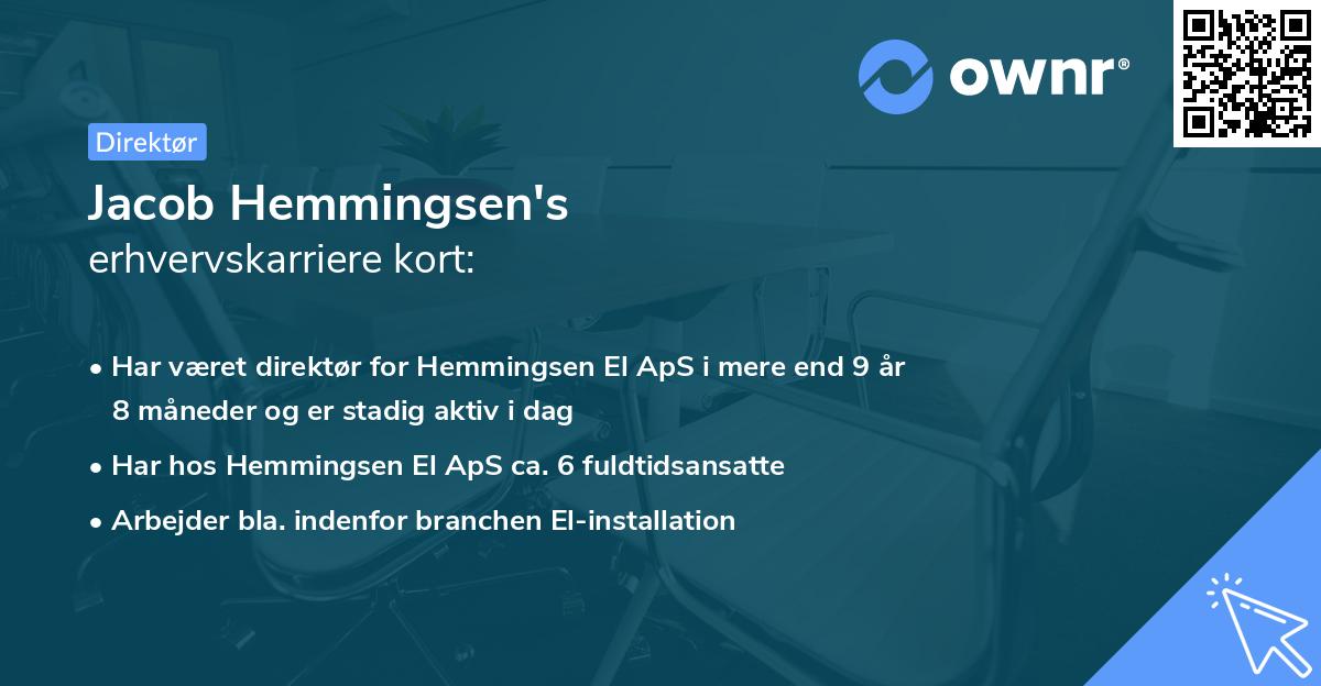 Jacob Hemmingsen's erhvervskarriere kort