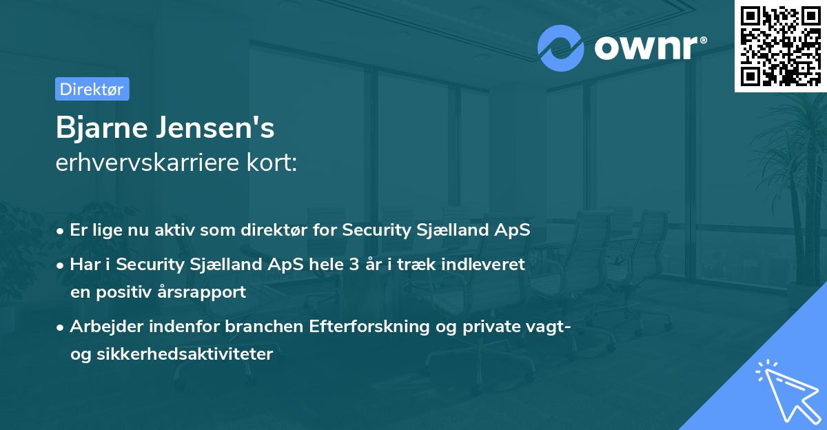 Bjarne Jensen's erhvervskarriere kort