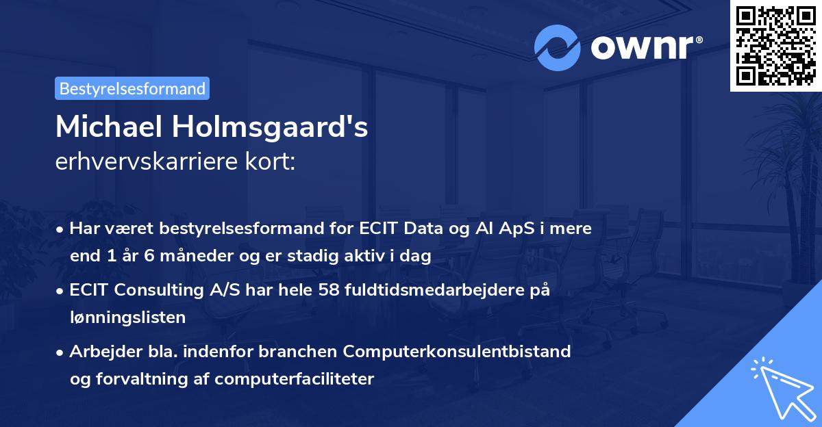 Michael Holmsgaard's erhvervskarriere kort