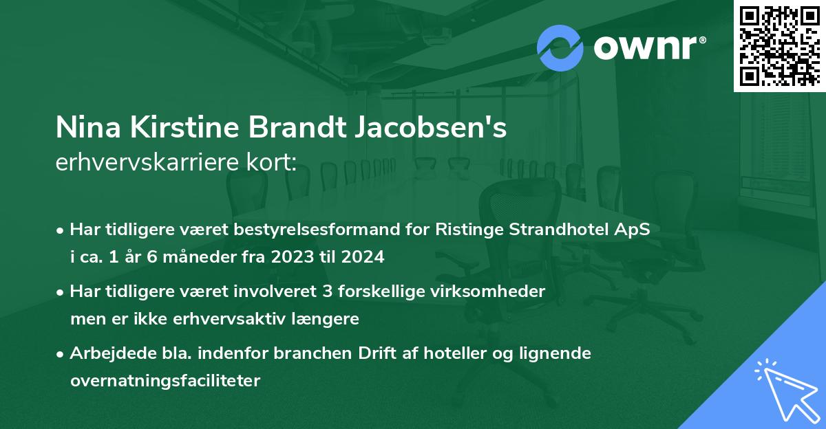 Nina Kirstine Brandt Jacobsen's erhvervskarriere kort