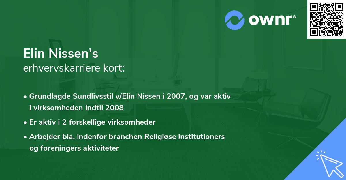 Elin Nissen's erhvervskarriere kort