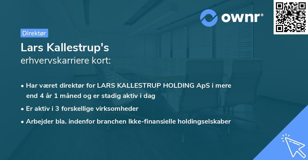 Lars Kallestrup's erhvervskarriere kort