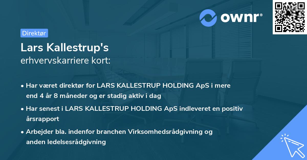 Lars Kallestrup's erhvervskarriere kort