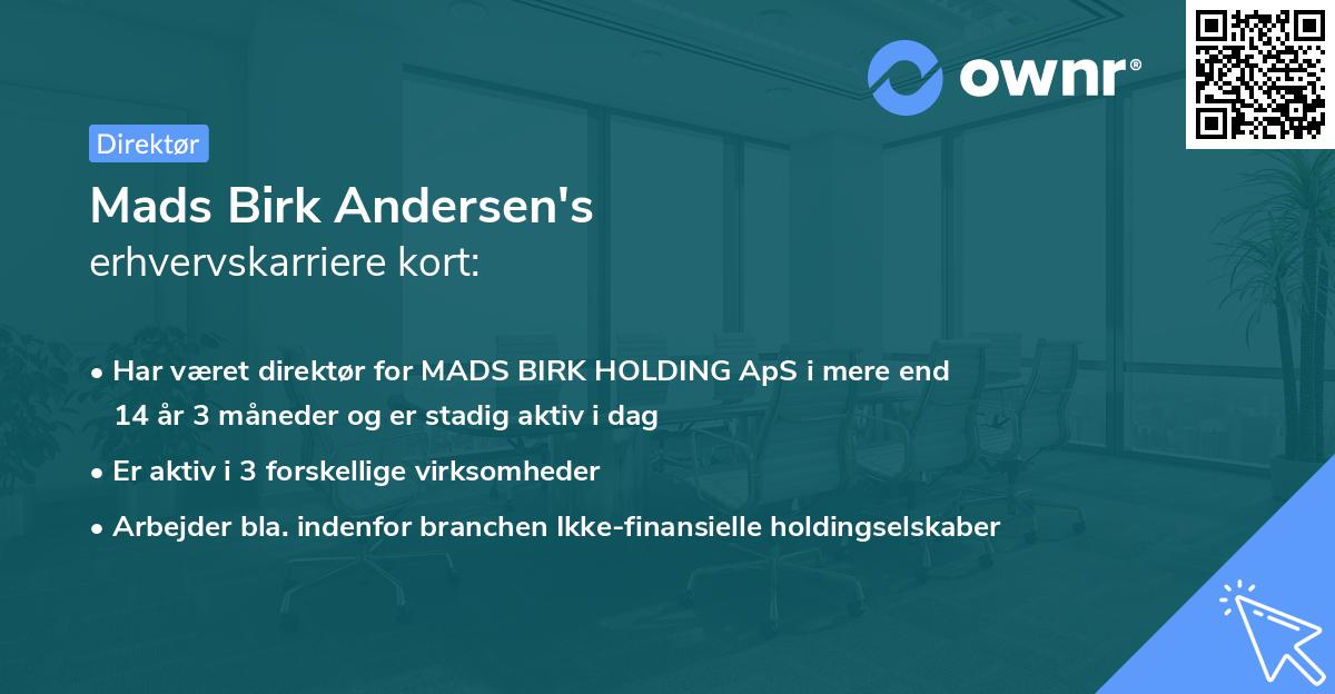 Mads Birk Andersen's erhvervskarriere kort