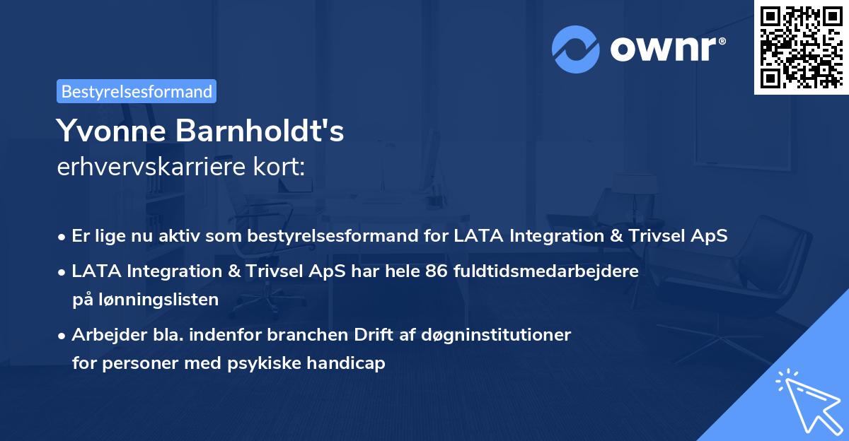 Yvonne Barnholdt's erhvervskarriere kort