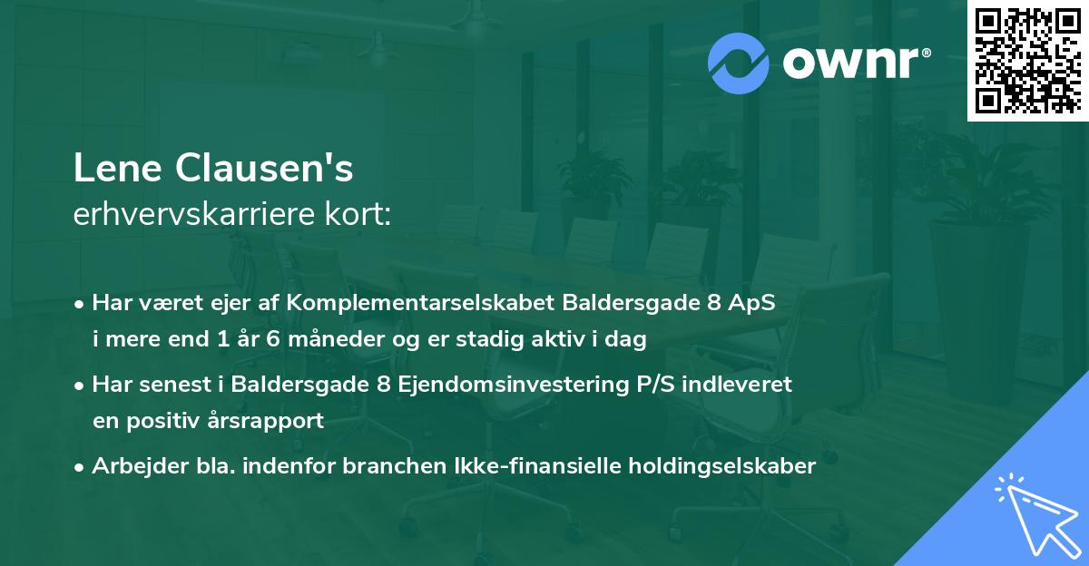 Lene Clausen's erhvervskarriere kort