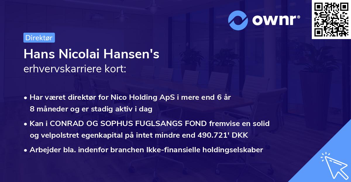 Hans Nicolai Hansen's erhvervskarriere kort