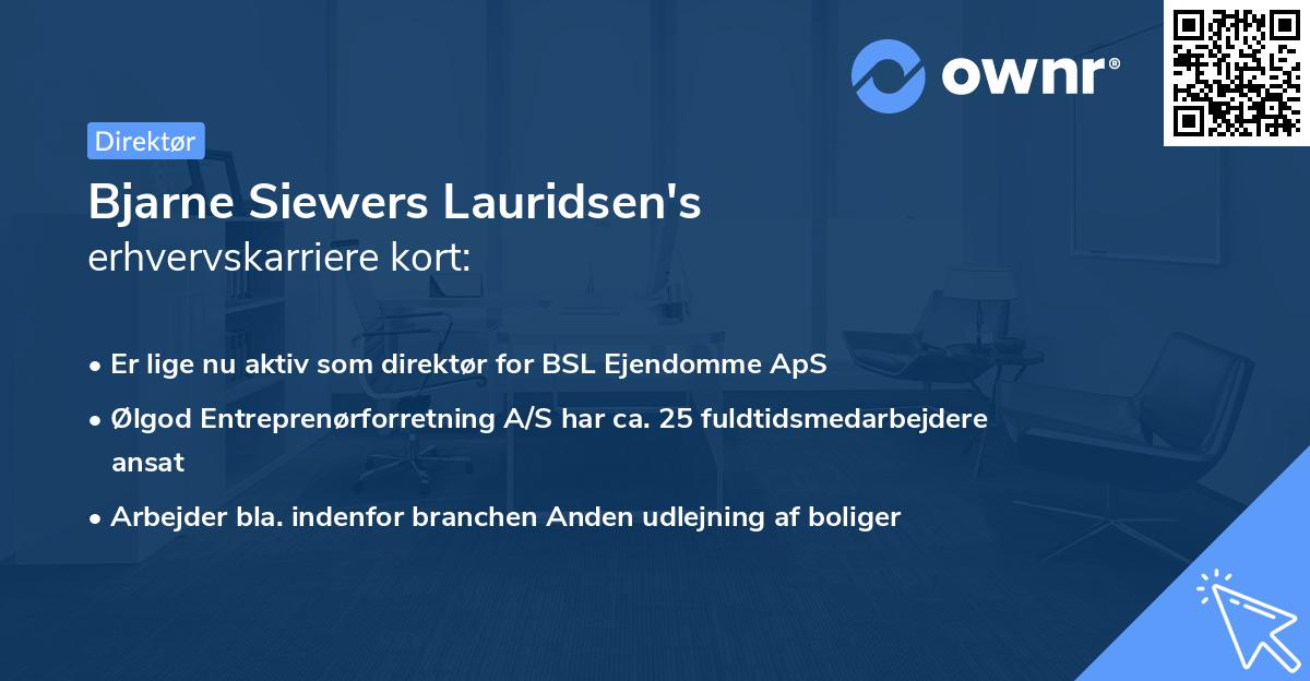 Bjarne Siewers Lauridsen's erhvervskarriere kort